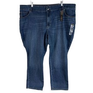 NEW Lee Plus Womens Relaxed Fit Straight Leg Mid Rise Jeans 26WP Dark Wash‎ Blue